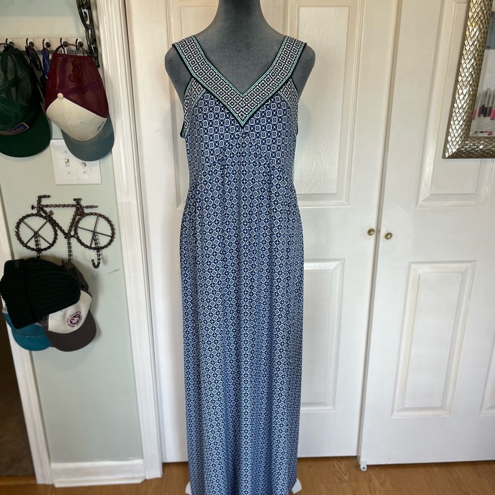 Max Studio Blues Geometric Maxi Dress